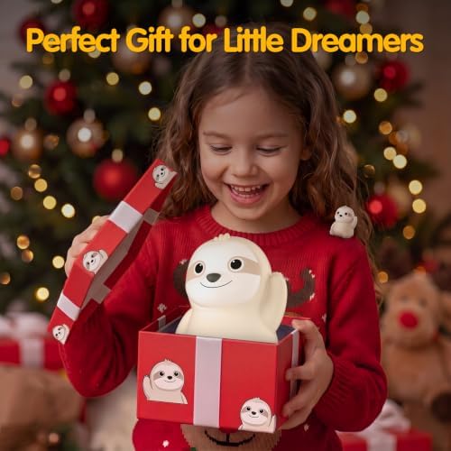 Sloth Silicone Night Light for Kids, Cute Squishy LED Lamp Gift