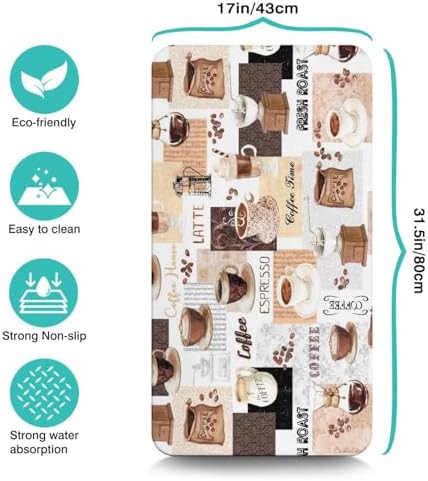 Coffee Mat 17inx31.5in,Coffee Bar Mat for Countertops,Absorbent Hide Stain Anti-Slip Coffee Bar Accessories Fit Under Coffee Machine Mat,dish drying mats for kitchen