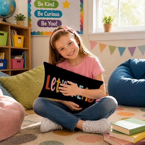 Rusenbao Kids Classroom Reading Corner Decor Throw Pillow Covers 20 x 12
