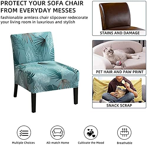 Eco-Ancheng Armless Chair Slipcover Removable Armless Accent Chairs Covers Washable Armless Slipper Chair Slipcover Printed Armless Chair Furniture Protector Covers for Living Dining Room Hotel