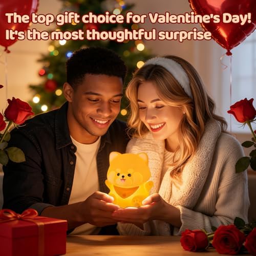 Rytinazzz Silicone Night Light for Kids, 50H Long Battery Red Panda Lamp, Cozy Gift Light for Kids, Soft Dimmable Bedside Light, Rechargeable Tap Control