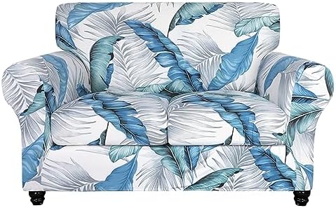 SearchI Stretch Sofa Cover Printed Couch Cover, Floral Pattern 3 Pieces Loveseat Slipcover with 2 Separate Cushion Cover, Washable Furniture Protector for Living Room(Loveseat, Summer Pattern)