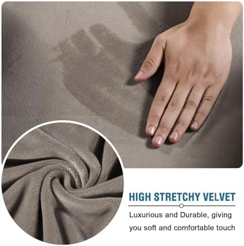 H.VERSAILTEX Rich Stretch 2 Piece Chair Cover Chair Slipcover Sofa Cover Furniture Protector Couch Soft with Elastic Bottom Chair Couch Cover with Arms Width Up to 49 Inch(Chair, Taupe)