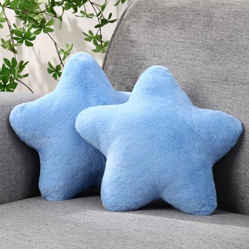 Beeveer 2 Pcs 11 Inch Star Pillow Decorative Gift, Blue