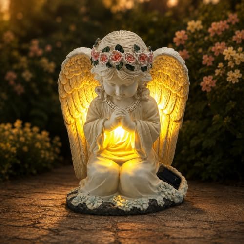 YODY Solar Garden Statues Outdoor Decor Angel with LED Light