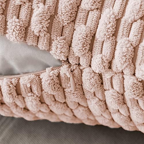 MIULEE Decorative Throw Pillow Covers 18x18 Pink Textured Corduroy
