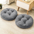 MIDDLE ONE Floor Pillow Set of 2, Memory Foam Cushion 22x22 – Round, Grey