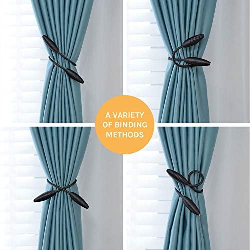 NICEEC 2 Pack DIY Curtain Tiebacks Clips Crystal Decorative Creative Twist Drape Tie Backs European Style Random Modelling Curtain Holdbacks for Home Kitchen Office Window Drapery (Black)