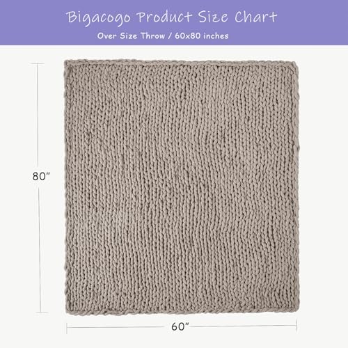 Bigacogo Chunky Knit Throw Blanket for Couch, 60x80 inches, Taupe