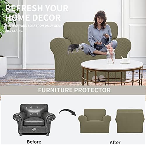Easy-Going Stretch Oversized Chair Slipcover with Arm Washable Khaki