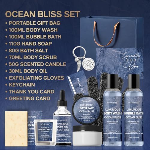 Birthday Gifts Baskets for Men Bath Spa Set, Ocean-Scented, 12Pcs