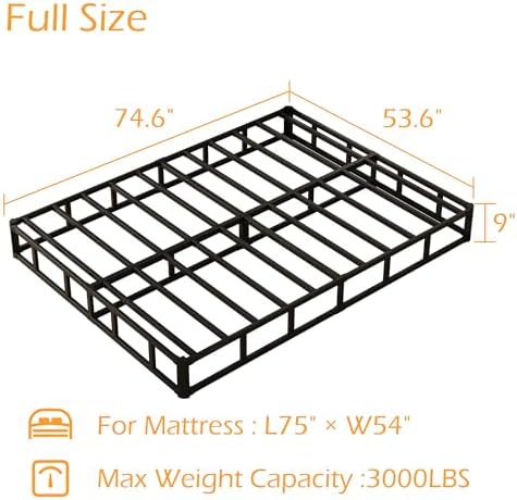 9 Inch Full Size Box Spring, Bed Base with Fabric Cover
