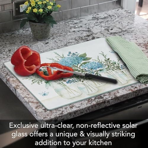 CounterArt Mason Jar Florals Tempered Glass Cutting Board 15" x 12"