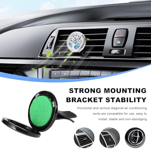 KVAEY 2PCS 30mm Car Diffuser Vent Clips, Tree of Life Aromatherapy Essential Oil Diffuser Locket with 12 Felt Pads, Stainless Steel Car Diffuser Locket Air Freshener (Style 3)