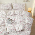 HighBuy Aesthetic Floral Duvet Cover Set King Retro Style,100% Cotton Coquette Pink Floral Bedding Set 3 Pieces for Women Girls,Vintage Botanical Flower Comforter Cover with 2 Pillowcases