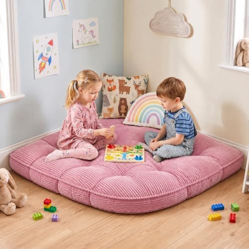 TOPCHANCES Large Corner Floor Cushion for Kids 39"x39", Soft Non-Slip Plush Floor Pillow, Playroom Reading Yoga Meditation Mat