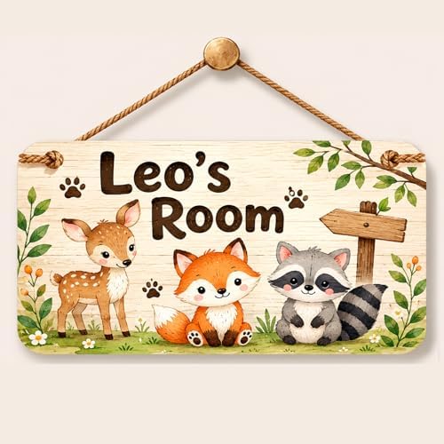 Woodland Animals Name Sign - Door Sign- Woodland Animal Theme - Room Sign - New Baby Gift - Custom Name Sign