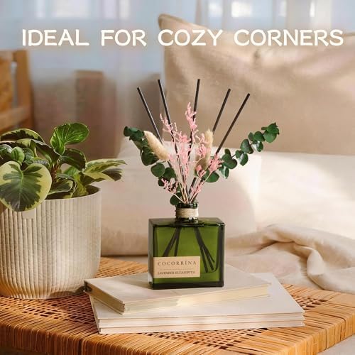 COCORRÍNA Dried Flowers Reed Diffuser, Lavender Eucalyptus Scent 6.76 fl oz