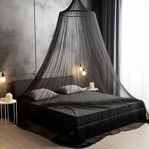 Bollepo Bed Canopy for Adults, Black Canopy Bed - Canopy for Bed, Netting Room Decor, Ceiling Tent, Canopy for Single, Twin, Full, Queen Size Kids Bed, Fire Retardant Fabric