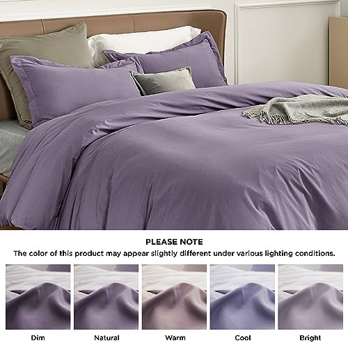 Bedsure Duvet Cover King Size, Double Brushed Bedding Set, Dusty Purple