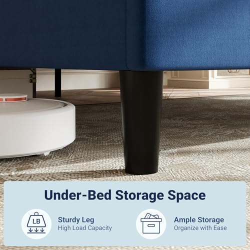 Allewie King Size Platform Bed Frame with Velvet Upholstered Headboard