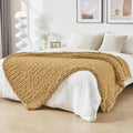 Bigacogo Chunky Knit Throw Blanket for Couch, 51x63 inches, Goldenrod