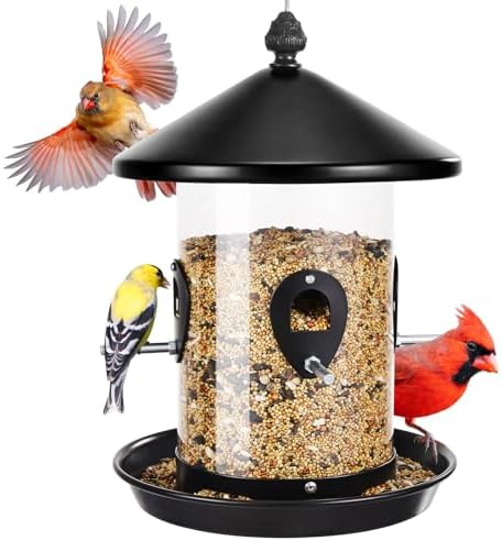 Kingsyard Large Metal Bird Feeder for Outdoors Hanging, Tube Bird Feeders