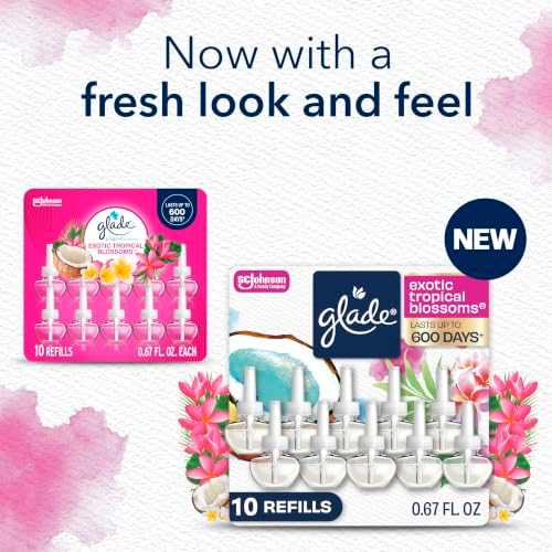 Glade PlugIns Air Freshener Refills, Exotic Tropical Blossoms, 10 Count
