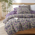 Jacquard Floral Duvet Cover Queen 90"X90" Purple Green Flower
