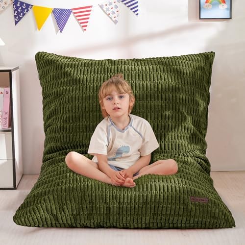 MAXYOYO Kids Bean Bag Chair, 3 in 1 Convertible Bean Bag Sofa with Removable Cover for Children, Soft Floor Lounger with Supportive Shredded Foam Filling, Floor Cushion Chair for Living Room, Playroom
