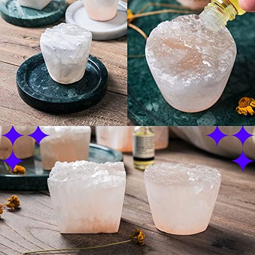 MIYA LIFE Nature Crystal Passive Diffuser Stone Essential Oil Diffuser Hand Carved Selenite Stone Diffuser - Perfect for Meditation Reflection Bedroom Decoration (1 Piece, Cylinder Diffuser)
