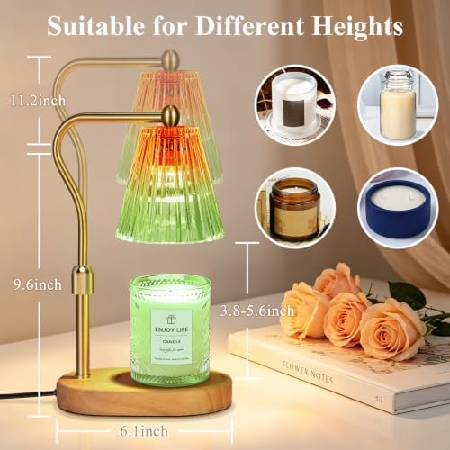 seenlast Red Green Candle Warmer Lamp with Timer Dimmer Adjustable Height,Mothers Day Gifts,Electric Wax Warmer Vintage Home Decor for Scented Jar Candles,Birthday Gifts for Women