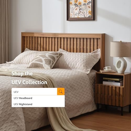 UEV Headboard with Light Elegant Wood Design (Wooden, Queen)