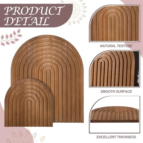 Chunful 2pcs Arch Cutting Board Boho Shelf Decor, Brown, Pine