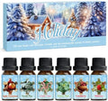Holiday Fragrance Oil Set, Winter Essential Oils for Diffuser, Apple Cinnamon, Forest Pine, Candy Cane, Winter Mint, Cranberry, Mistletoe, Diffuser Oils Gift Set for Aromatherapy