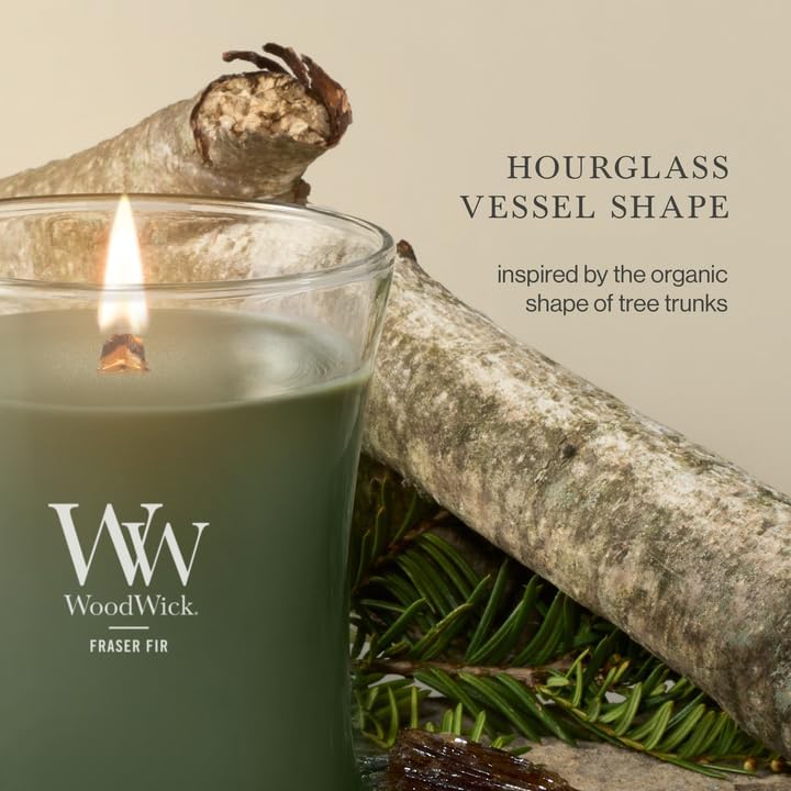 WoodWick Fraser Fir Scented Candle, Crackling Wick, 9.7oz