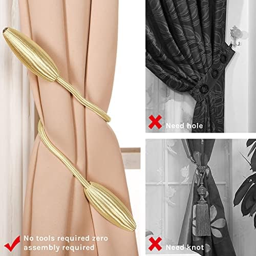 NICEEC 4 Pack DIY Curtain Tiebacks Clips Crystal Decorative Creative Twist Drape Tie Backs European Style Random Modelling Curtain Holdbacks for Home Kitchen Office Window Drapery (Light Gold)