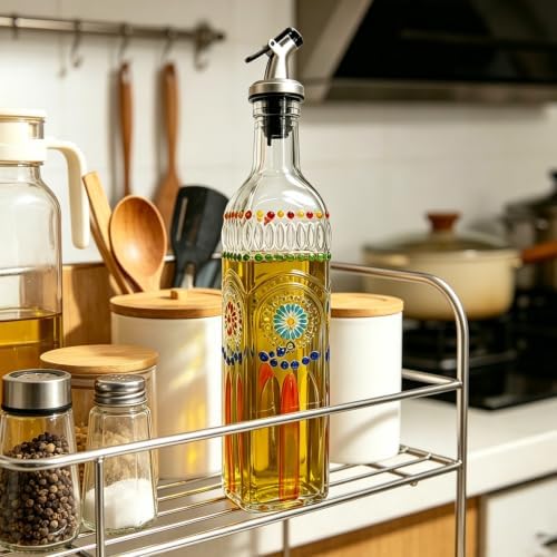 17oz Glass Square Olive Oil Dispenser with Pour Spout