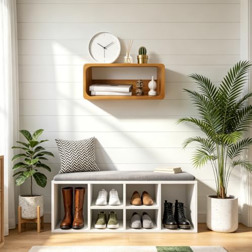 Floating Nightstand, Wall Mounted Bedside Shelf, Handmade Bedroom Furniture,Pine Wood Floating Bedside Table, Minimalist and Unique Style 18”x 10”x 7.5” Walnut
