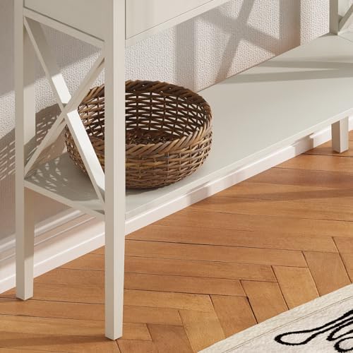 ChooChoo 39" Farmhouse Entryway Table with Drawers and Storage Shelf
