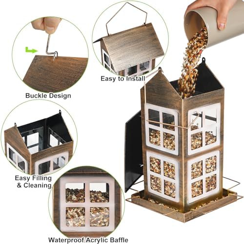 Bird Feeder, Waterproof Bird Feeders for Outdoor Hanging