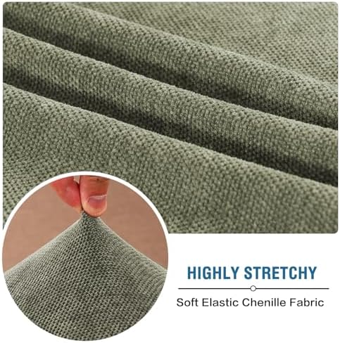H.VERSAILTEX 2 Cushion Couch Covers for Sofa Stretch Mixed-Color Chenille Couch Covers for Dogs Thick Soft Durable Sofa Slipcovers All Seasons Universal(2 Seater Loveseat Cushion Cover,Tea Tree)