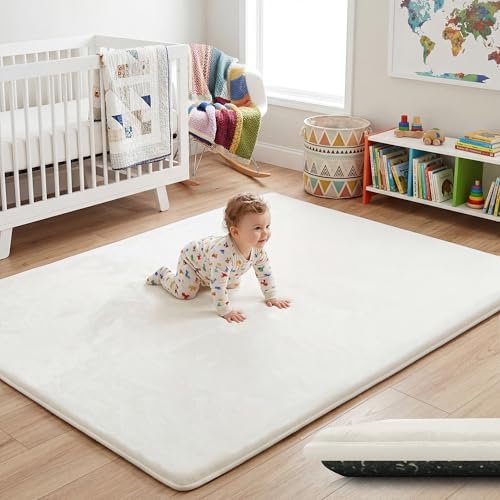 1.5" Thick Baby Play Mat for Floor 59x79 Soft Foam Play Mats, Cream