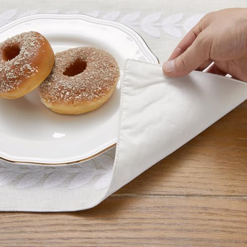 Wracra Embroidered Place Mats, White Rustic Placemats Set of 5