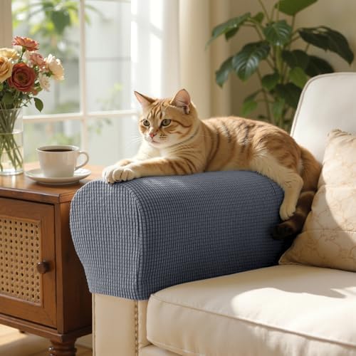 SUBRTEX Stretch Couch Arm Covers Set of 2, Non-Slip Sofa Armrest Slipcovers