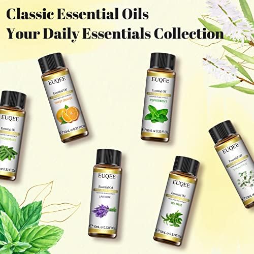EUQEE 6 Pcs Pure Classic Essential Oils Set for Candle Making, Soap Making