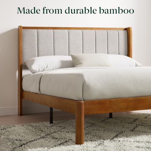 Zinus Jonas Bamboo Platform Bed Frame, Wingback Headboard, King