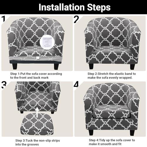 Barrel Chair Covers Slipcover 1 Piece, 2 Pack Round Soft Armchair Sofa Cover with Arms, Stretch Club Chair Slipcovers Removable Couch Furniture Protector for Bar Bedroom Hotel Counter