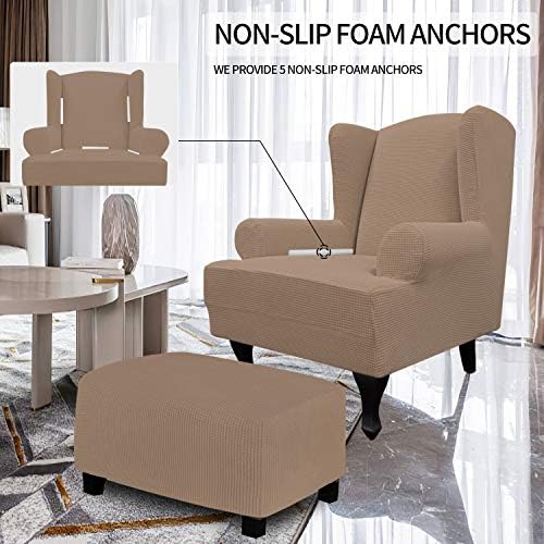 Easy-Going Stretch Large Wingback Chair Sofa Slipcover Camel