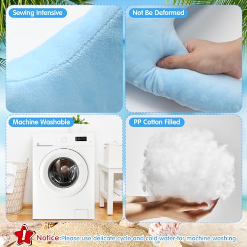 Fumete Starfish Pillow Beach Starfish Shaped Throw Pillows 20'' Stuffed Animal Cute Plush Coastal Decor Ocean Star Pillow Plush Cushion for Bedroom Living Room Sofa Couch(White Yellow Blue,3 Pcs)